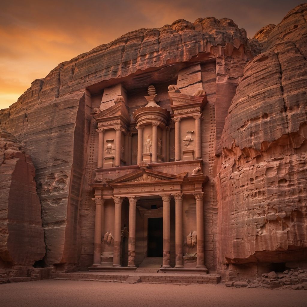 منظر لمدينة البتراء الأثرية عند الغروب